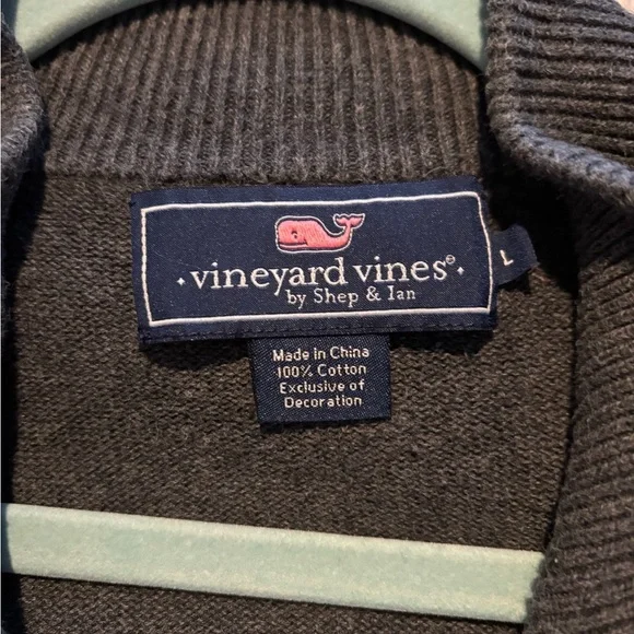Vineyard Vines Men's Charcoal Zip-Up Sweater, size large - Picture 3 of 3